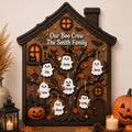 Custom Boo Crew Wooden Plaque with Names, Personalized Ghost Family Tree, Halloween Haunted House Sign, Spooky Family Gift