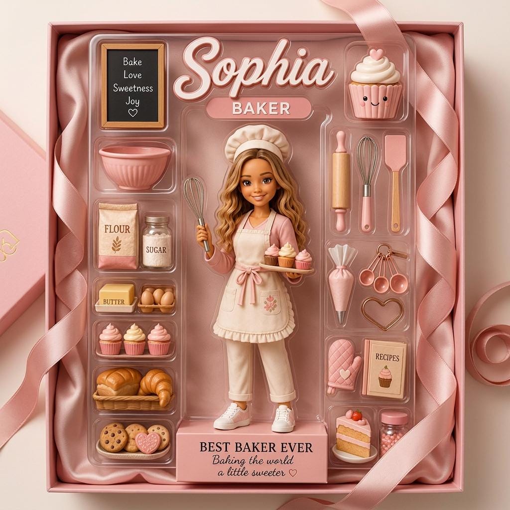 Personalized Baker Acrylic Block, Custom Figure and Name Bakery Decor, Cute Baking Gift for Baker