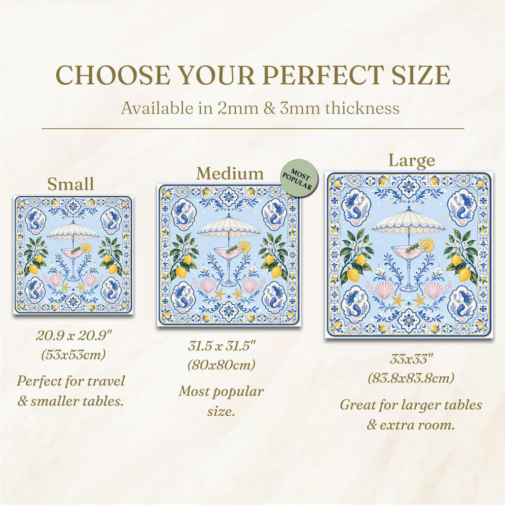 Mahjong Mat, Amalfi Coast Lemon Mahjong Mat, Blue Portuguese Tile Game Mat, Coastal Cocktail Table Cover, Mediterranean Mahjong Gift