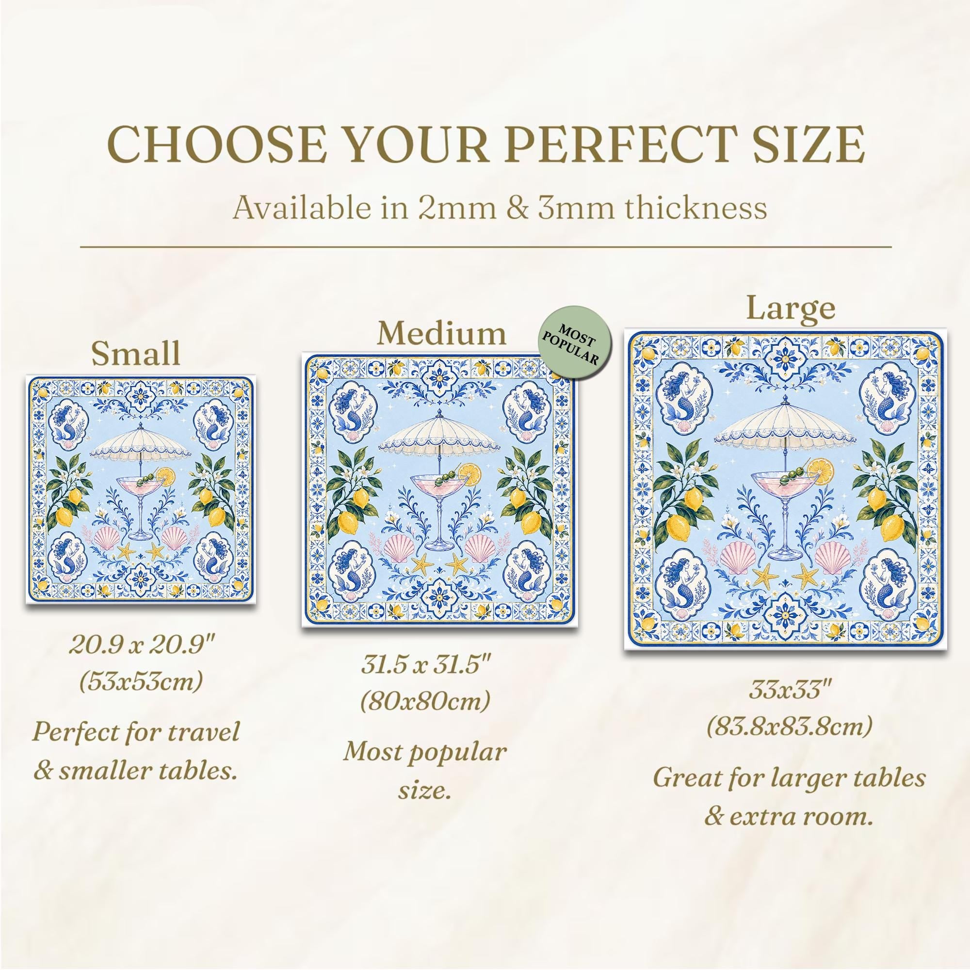 Mahjong Mat, Amalfi Coast Lemon Mahjong Mat, Blue Portuguese Tile Game Mat, Coastal Cocktail Table Cover, Mediterranean Mahjong Gift