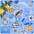 Mediterranean Cocktail Mahjong Mat, Amalfi Coast Lemon Mahjong Mat, Coastal Blue Tile Game Mat, Martini Beach Table Cover, Summer Mahjong