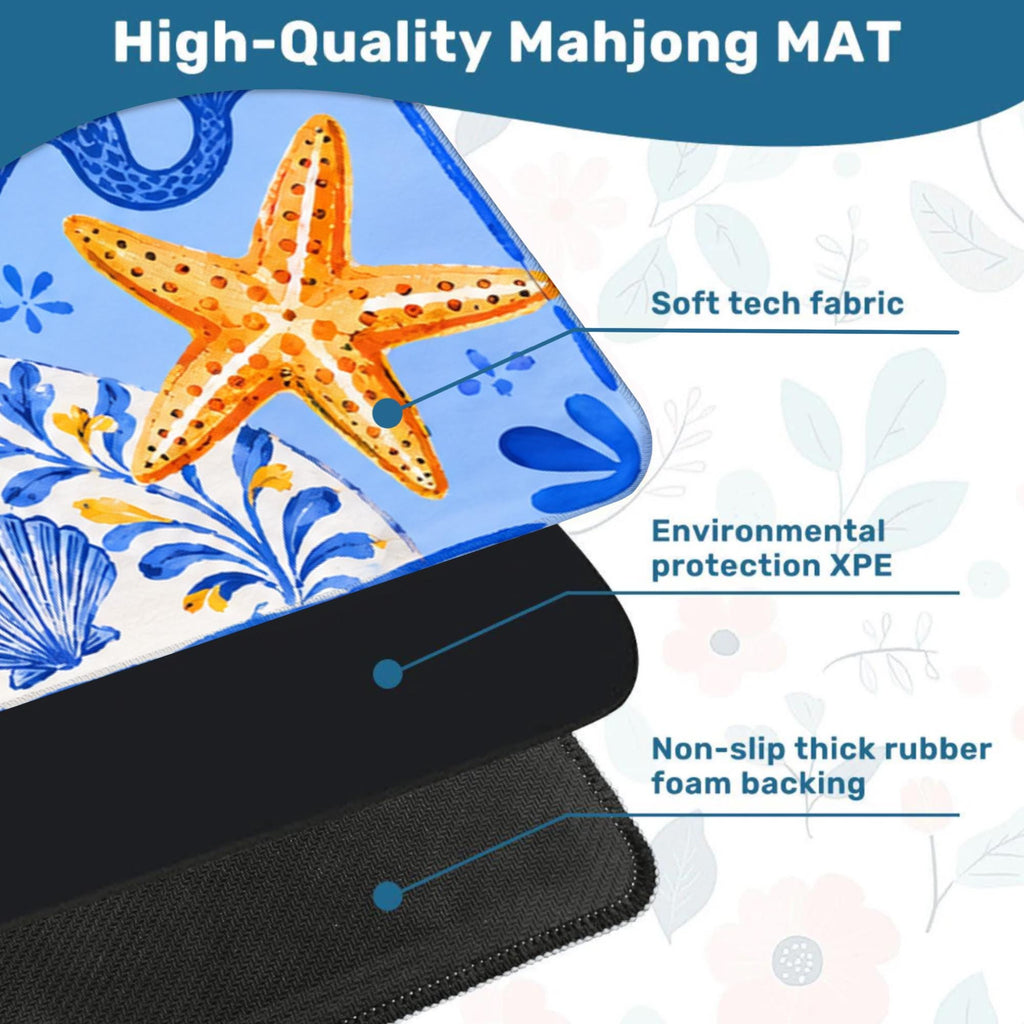 Mediterranean Cocktail Mahjong Mat, Amalfi Coast Lemon Mahjong Mat, Coastal Blue Tile Game Mat, Martini Beach Table Cover, Summer Mahjong