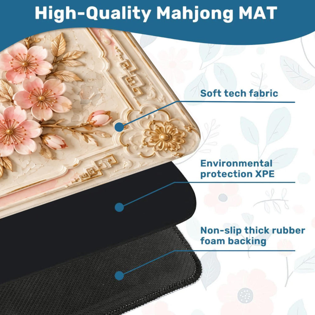 Koi Fish Mahjong Mat, Cherry Blossom Mahjong Mat, Japanese Zen Game Table Cover, Elegant Asian Art Mahjong Gift, Non Slip Play Mat